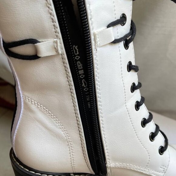 NWT Catwalk White Lace-Up Heeled Women Boots Size 6 German Import - Picture 7 of 14
